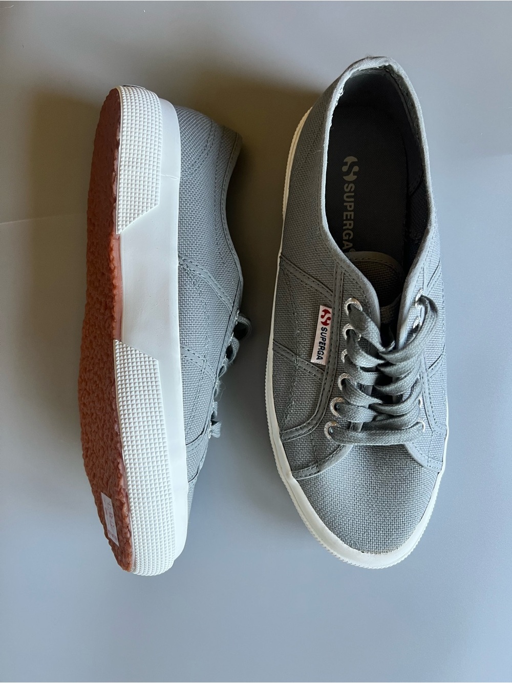 Superga Cotu Classic Grey Canvas Low-Top Sneakers size 39 1/2